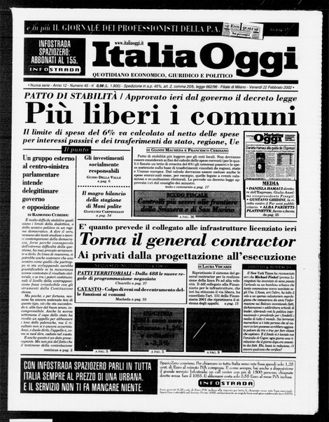 Italia oggi : quotidiano di economia finanza e politica